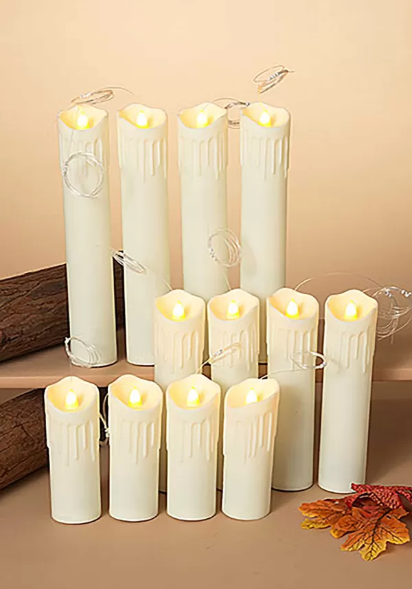 Online 12 Lighted Spooky Halloween Hanging Candles With Timer & Remote Halloween Lights