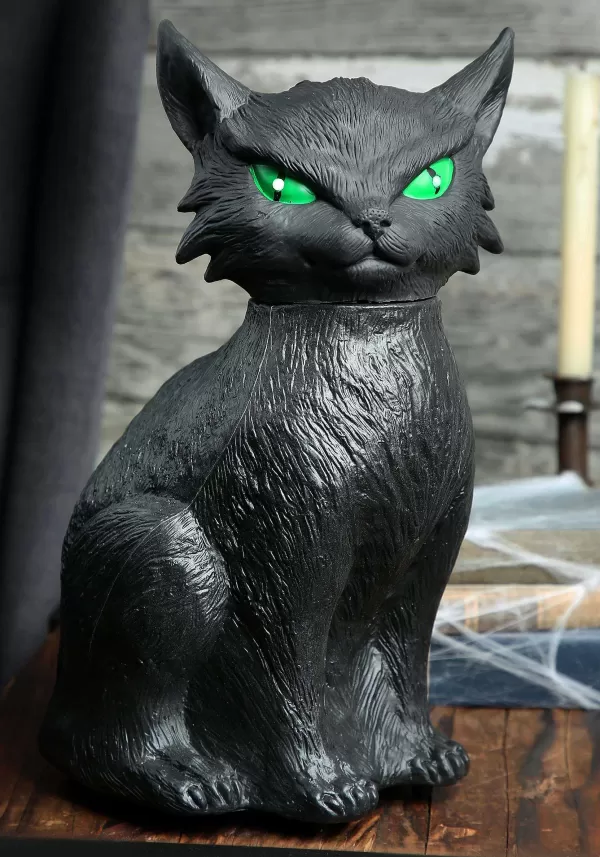 Flash Sale 13-Inch Animated Creepy Black Cat Halloween Prop Animatronics