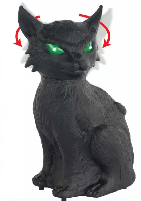 Flash Sale 13-Inch Animated Creepy Black Cat Halloween Prop Animatronics