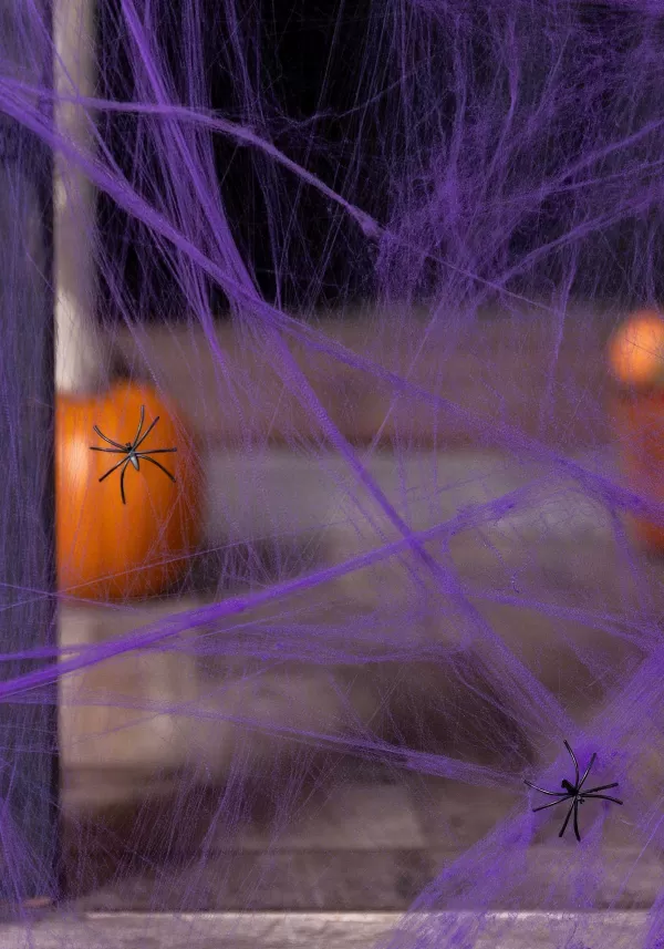 New 200 Square Ft Purple Spider Web Halloween Decoration Indoor Decorations