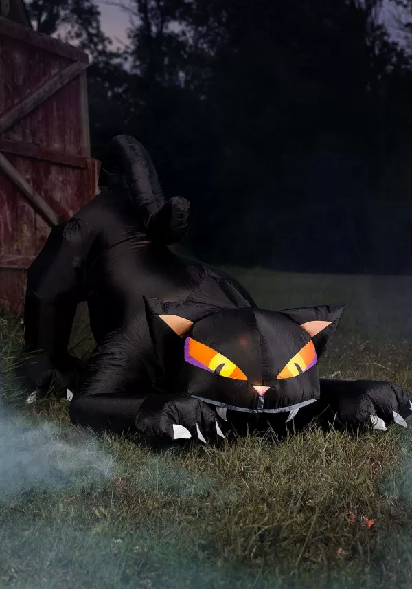 Store 4 Foot Inflatable Black Cat With Turning Head Decoration Animatronics