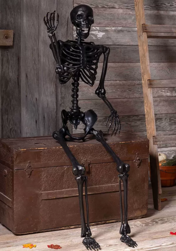 New 5 Foot Poseable Crazy Bones Skeleton In Black Halloween Decoration Skeletons & Skulls