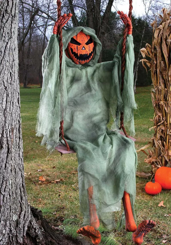 Best Sale 5Ft Swinging Dead Pumpkin Halloween Decoration Halloween Props