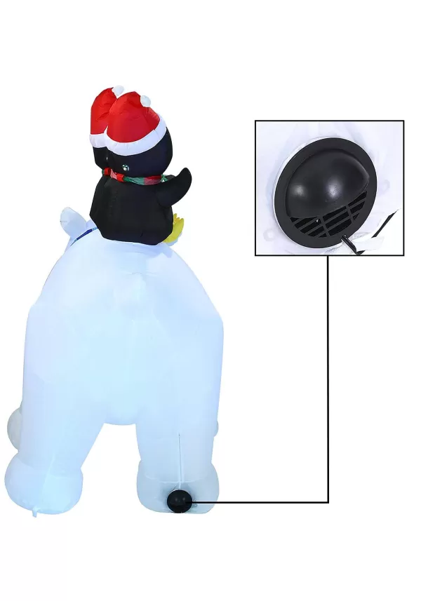 Cheap 6.5' Animated Polar Bear & Penguins Inflatable Animatronics