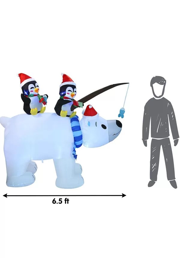 Cheap 6.5' Animated Polar Bear & Penguins Inflatable Animatronics