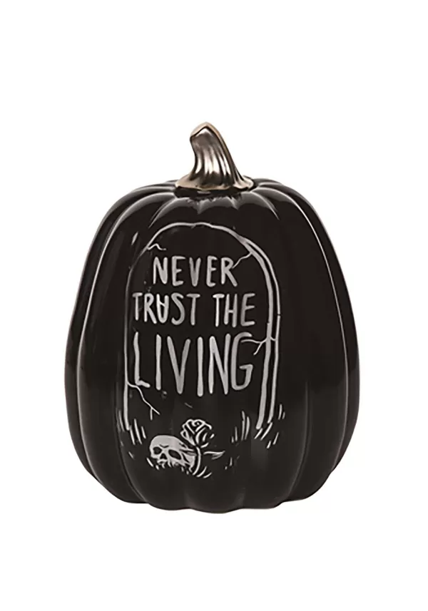 Best 9" Ceramic Never Trust The Living Tombstone Pumpkin Prop Pumpkin D Cor