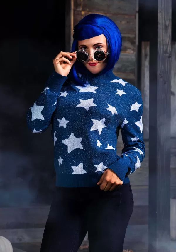 Hot Adult Coraline Blue Star Sweater Costume Halloween Clothes