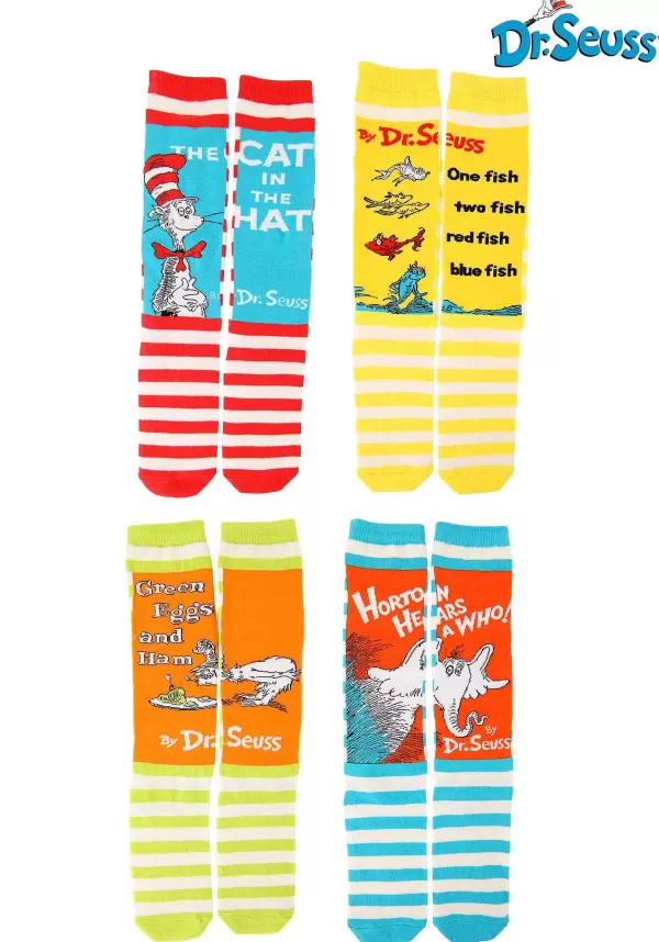 Best Adult Dr. Seuss Book Cover Socks Set Socks / Slippers