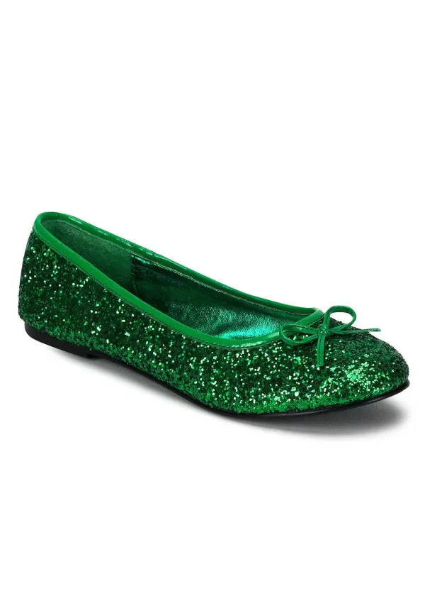 Hot Adult Kelly Green Glitter Flats Boots/Shoes