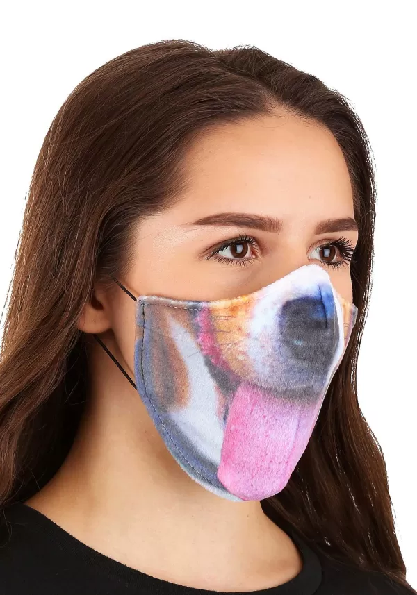 Cheap Adult'S Dog With Tongue Sublimated Face Mask Face Masks