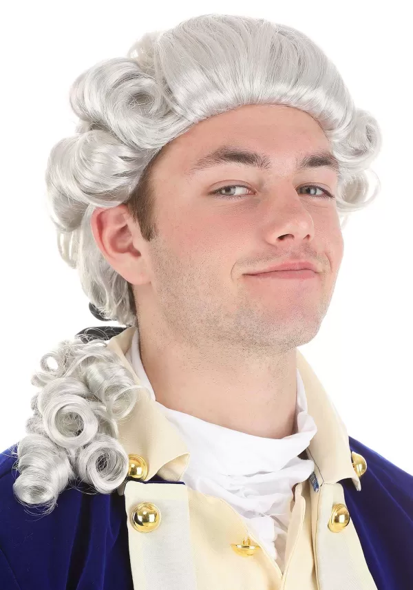 Online American Colonial Powdered Wig For Men Wigs