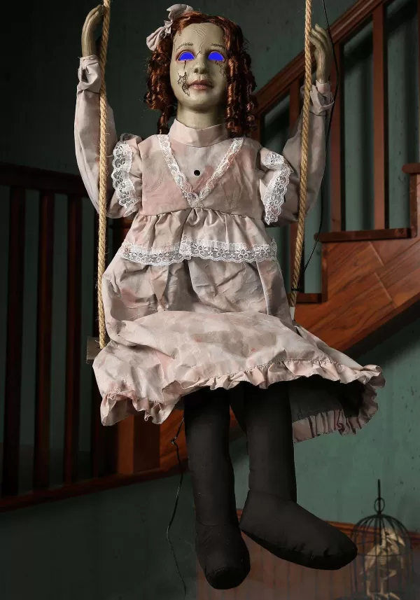 Online Animated Swinging Decrepit Doll Halloween Decoration Animatronics