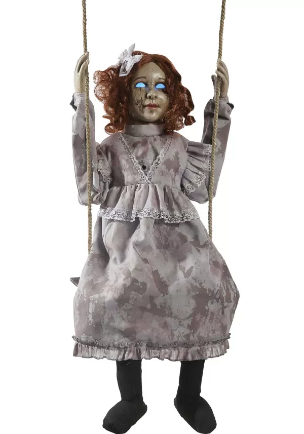 Online Animated Swinging Decrepit Doll Halloween Decoration Animatronics