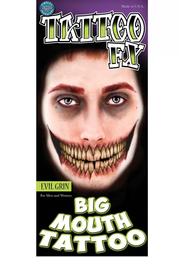 Shop Big Mouth Evil Grin Temporary Tattoo Kit Makeup