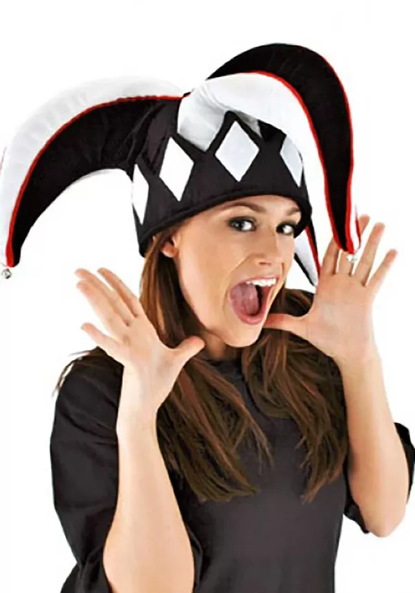 Online Court Jester Black & White Plush Hat Hats