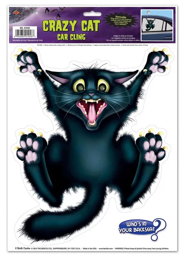 Best Crazy Cat Car Window Cling Decoration Door Decorations