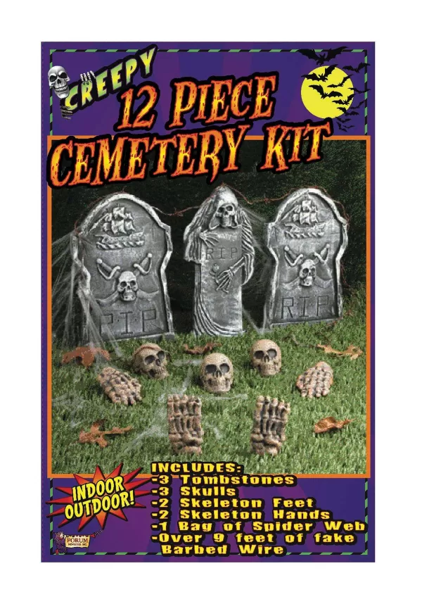 Best Creepy 12 Piece Cemetery Prop Kit Outdoor Decorations