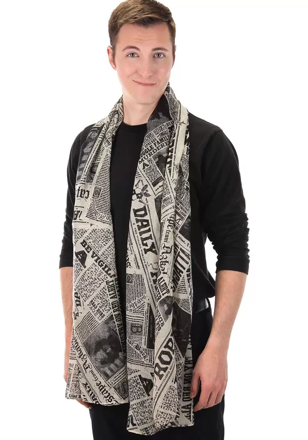 Best Sale Daily Prophet Newspaper Print White Lightweight Scarf Scarves