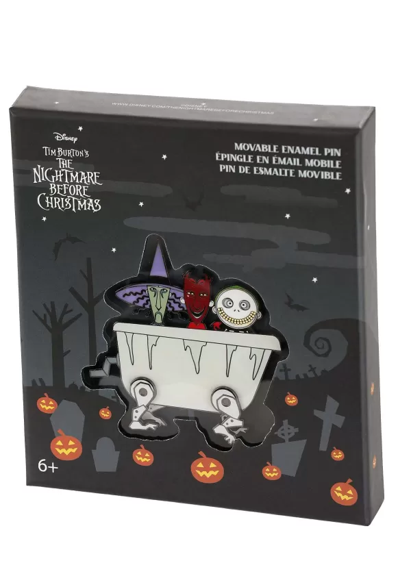 Hot Disney The Nightmare Before Christmas Lock, Shock, & Barrel Moving Enamel Pin Halloween Clothes