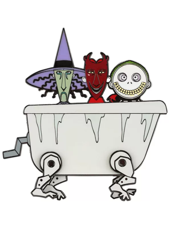 Hot Disney The Nightmare Before Christmas Lock, Shock, & Barrel Moving Enamel Pin Halloween Clothes