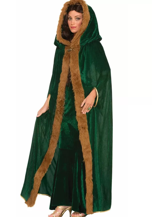 Clearance Faux Fur Trimmed Green Cape Capes