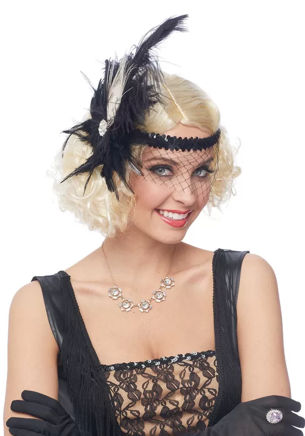 Outlet Flapper Headpiece W/ Birdcage Veil Headbands