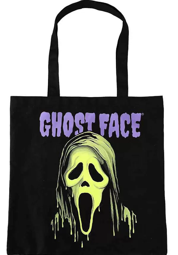 Cheap Ghost Face Green Drip Canvas Tote Bag Purses