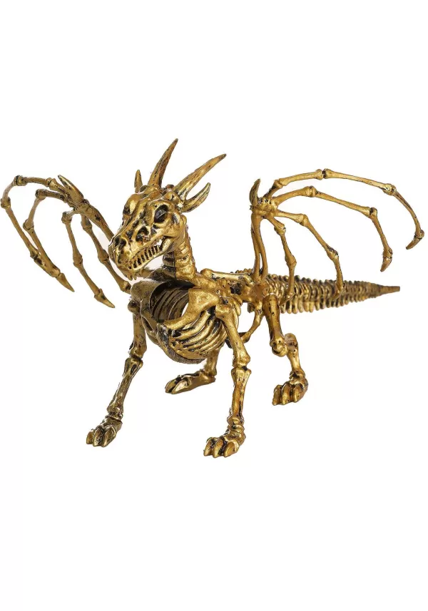 Shop Gold 7" Skeleton Dragon Prop Halloween Props