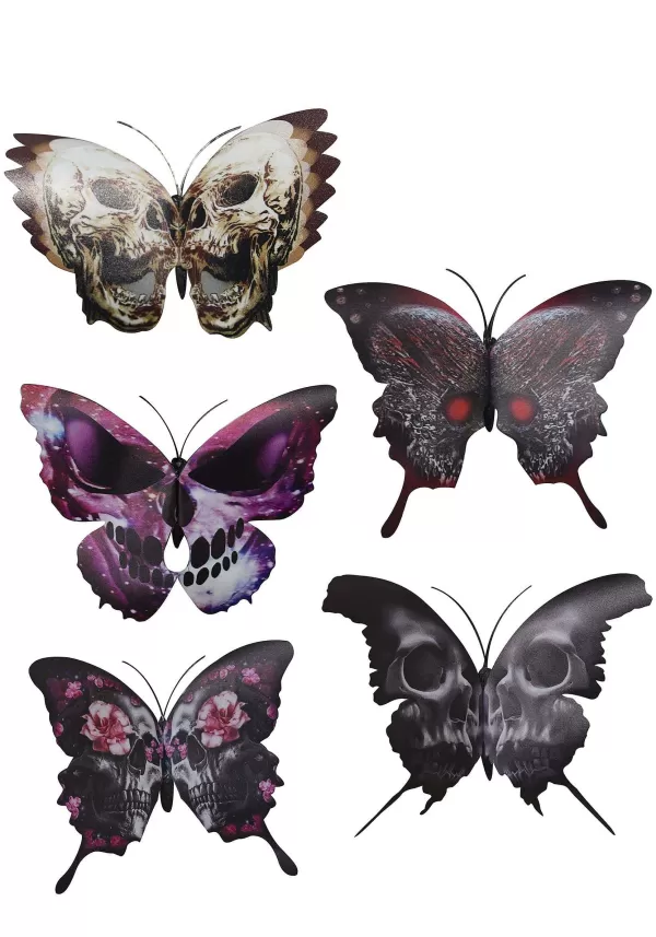 Best Gothic 4 Inch Butterfly 5 Pack Clip Set Costume Jewelry