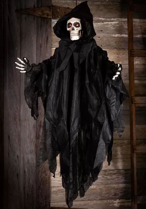Online Hanging Light Up Black Reaper Halloween Decoration Animatronics