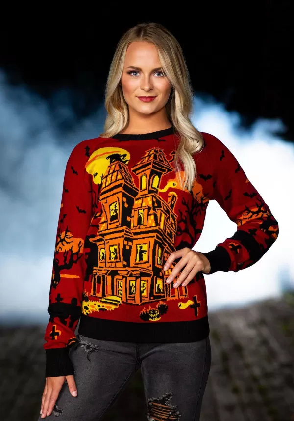 Best Haunted House Adult Halloween Sweater Halloween Clothes