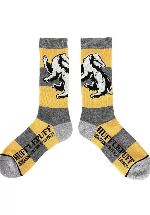 Best Sale Hufflepuff Harry Potter Rugby Stripe Crew Socks Socks / Slippers