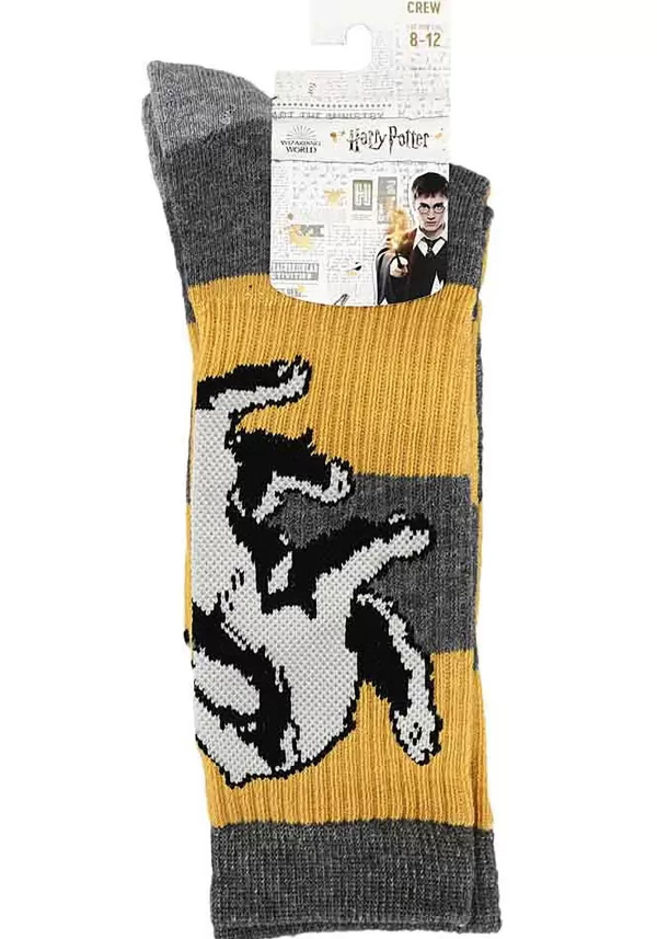 Best Sale Hufflepuff Harry Potter Rugby Stripe Crew Socks Socks / Slippers