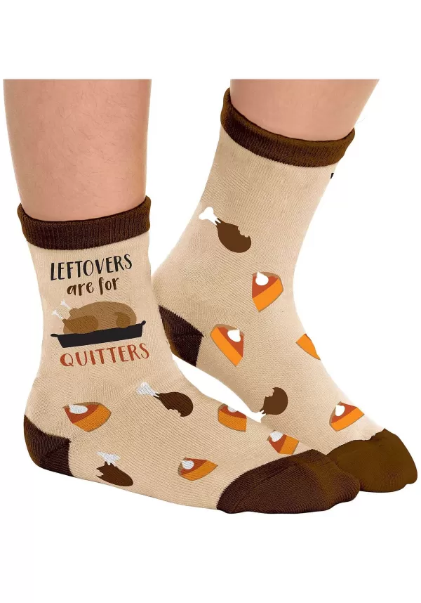 Hot Leftovers Are For Quitters Turkey & Pumpkin Pie Socks Socks / Slippers