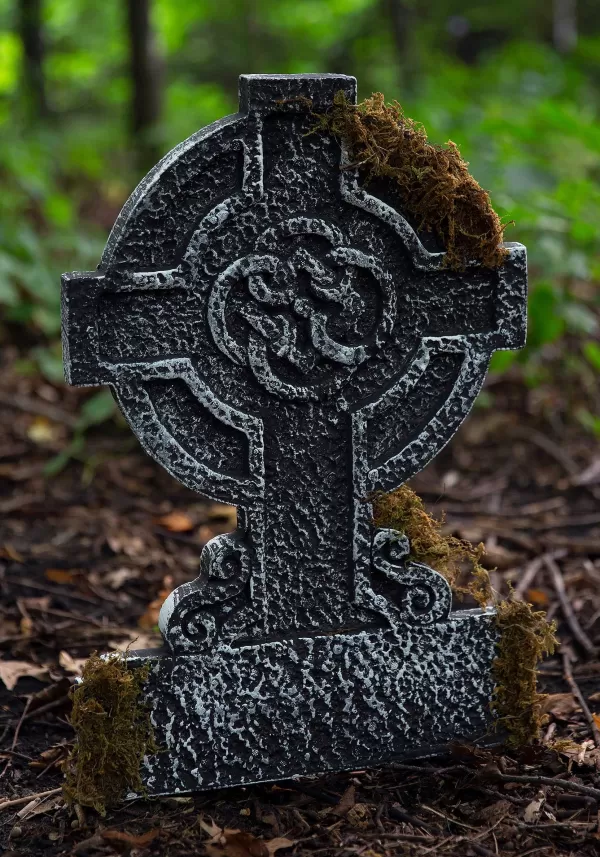 Best Sale Mossy Celtic Cross Tombstone Outdoor Decorations