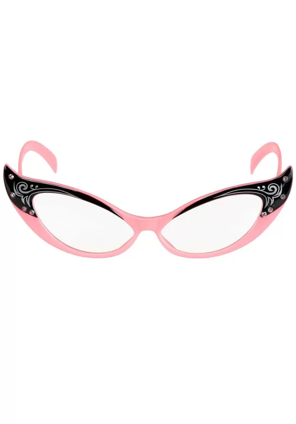 Outlet Pink/Clear Vintage Cat Eyes Glasses Glasses / Sunglasses