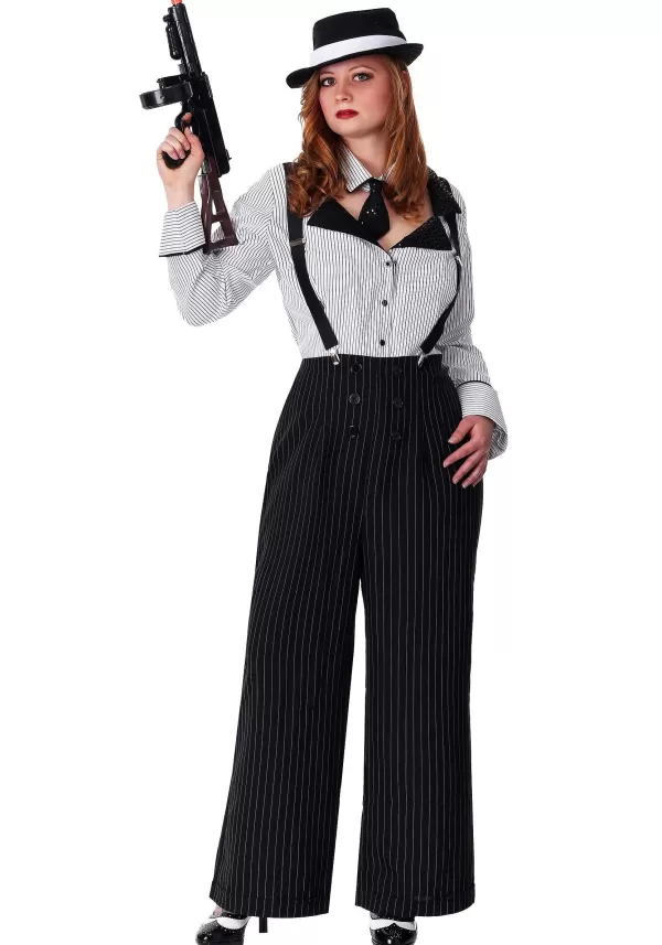 Cheap Plus Size Pinstripe Gangster Women'S Costume Women'S Costumes