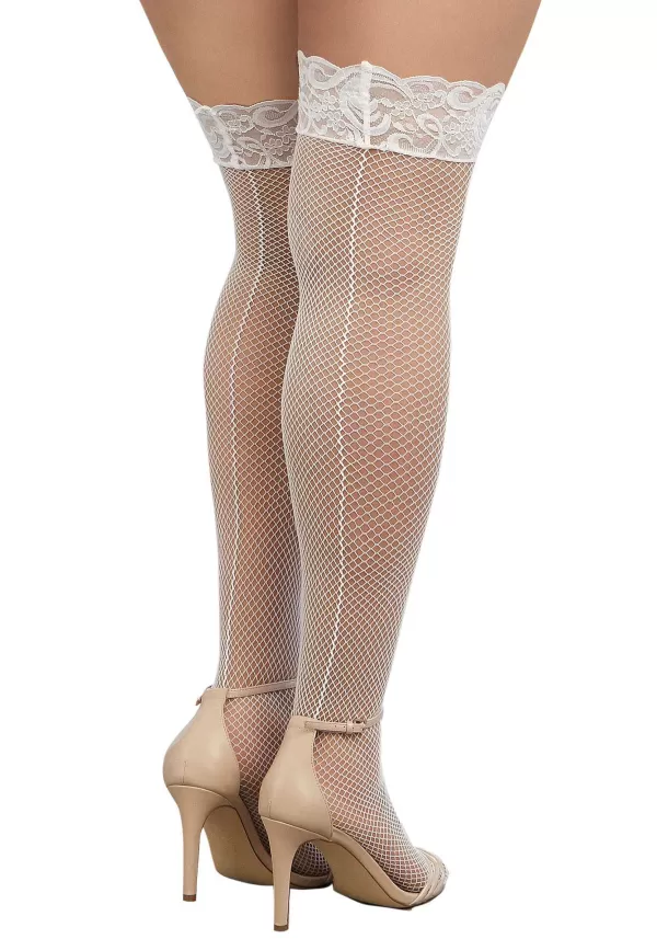 Clearance Plus Size Women'S White Fishnet Thigh High Stockings Fishnet Stockings
