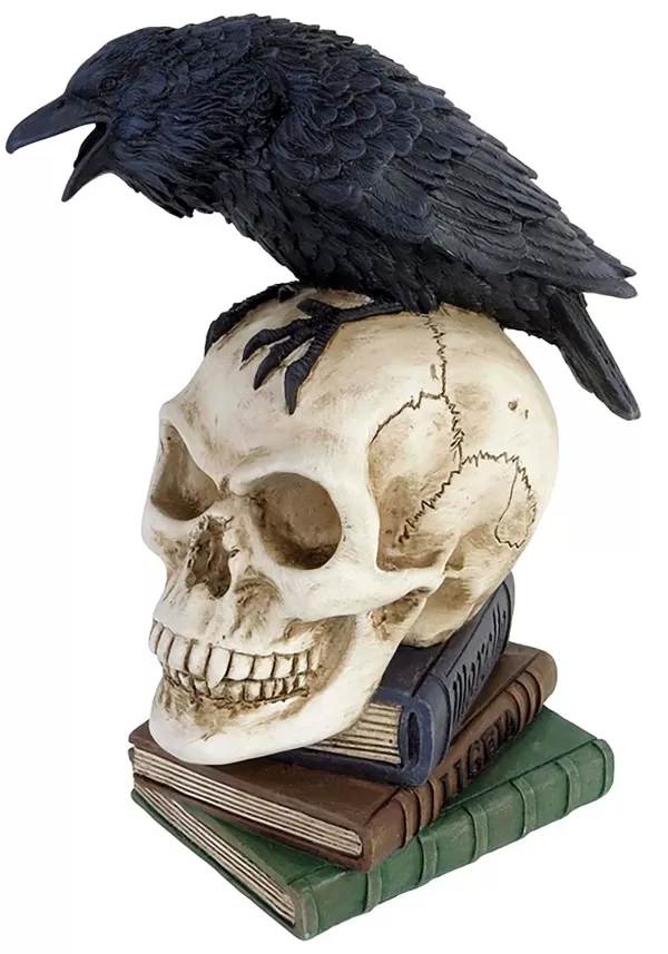 Hot Poe'S 8" Raven Skull Decoration Indoor Decorations