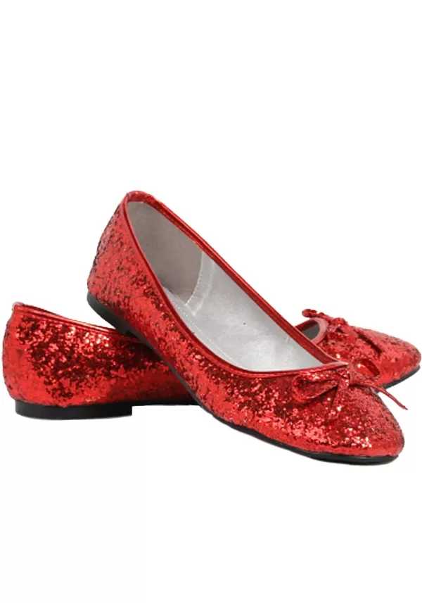 Clearance Red Glitter Costume Flats For Women Boots/Shoes