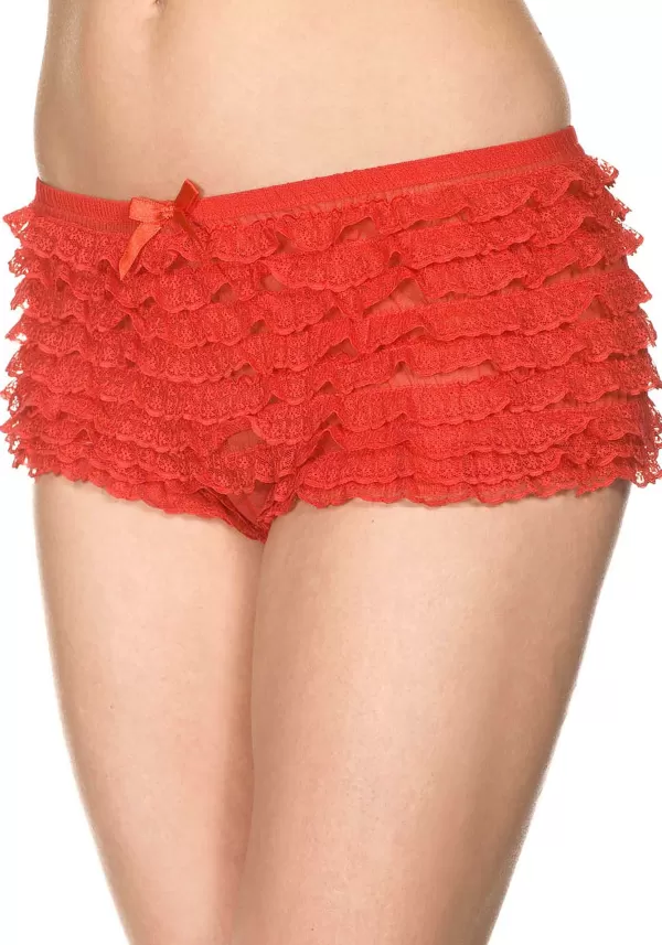 Outlet Red Micro Lace Ruffle Tanga Shorts For Women Petticoats