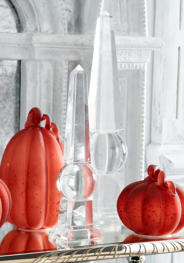 Outlet Set Of 3 Red Mercury Glass Led Pumpkins Holiday Decoration Halloween Lights