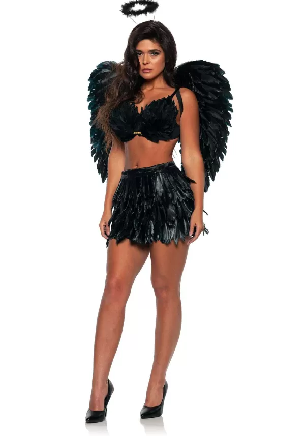 Online Sexy Dark Angel Feather Skirt And Top Costume For Women Sexy Costumes