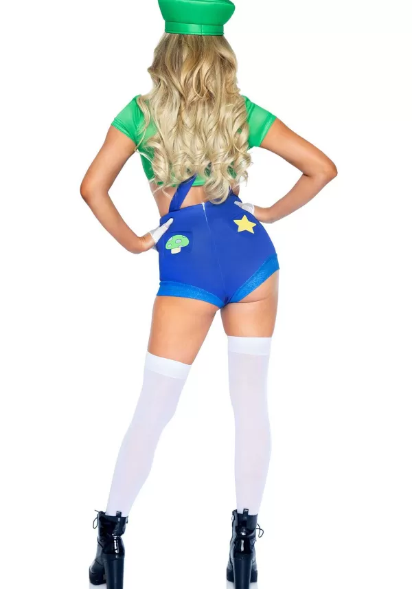 Flash Sale Sexy Piece Green Gamer Babe Costume For Women Sexy Costumes