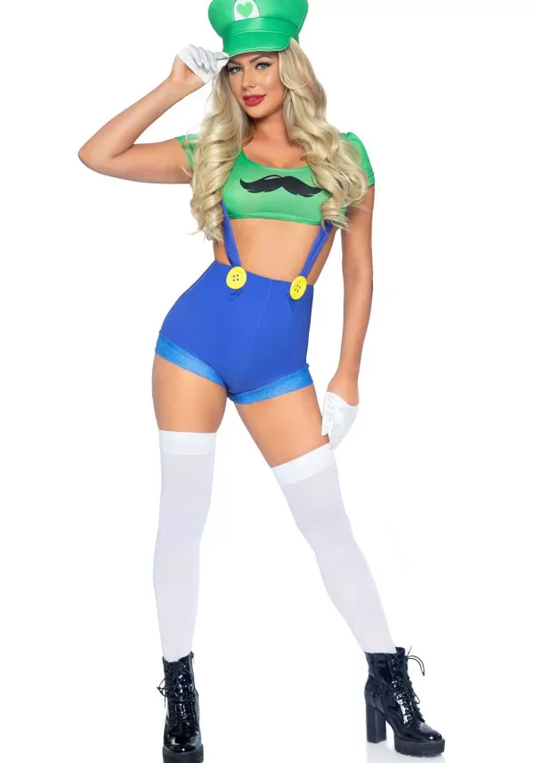 Flash Sale Sexy Piece Green Gamer Babe Costume For Women Sexy Costumes