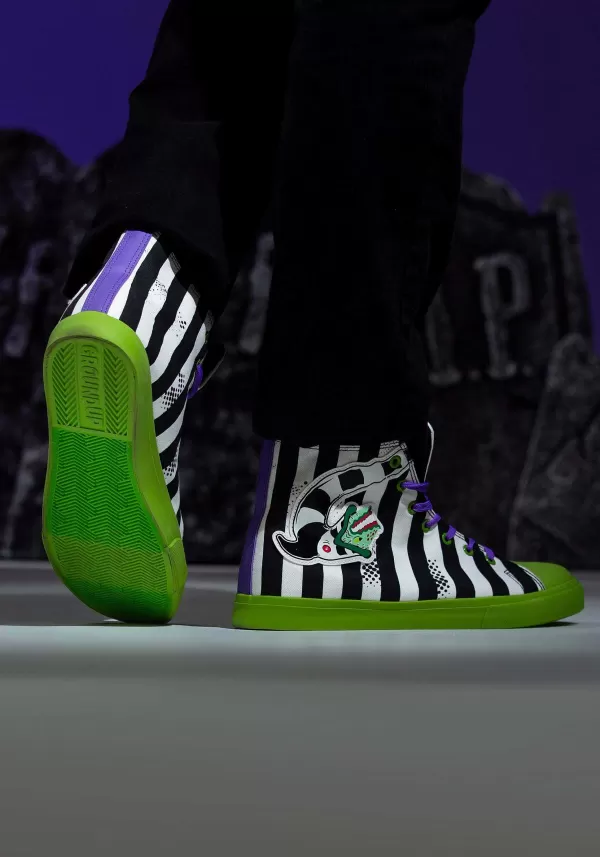 Store Unisex Beetlejuice Black And White Striped Sneakers Boots/Shoes