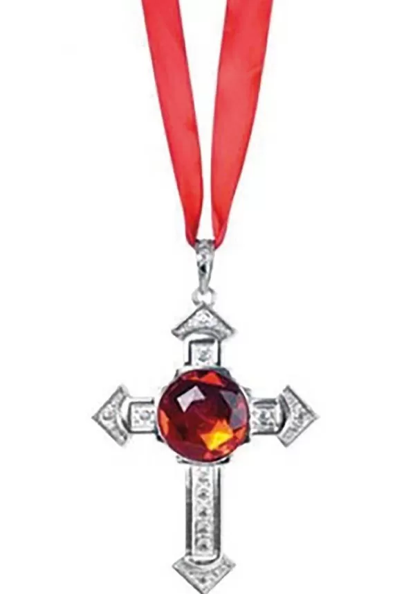 New Vampire Cross Ruby Necklace Costume Jewelry