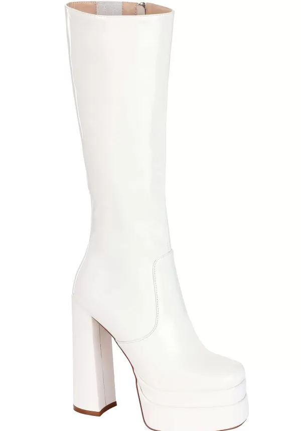 Hot White Patent Platform Gogo Boots For Adults Boots/Shoes