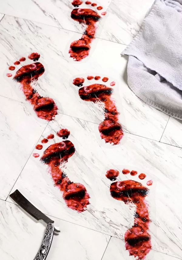 New White Pvc Bloody Foot Print Halloween Decoration Indoor Decorations