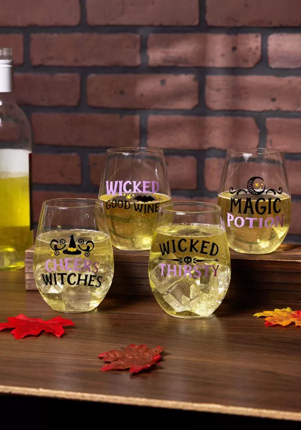 Cheap Witchy 18 Ounce Stemless Wine Glass Set Indoor Decorations